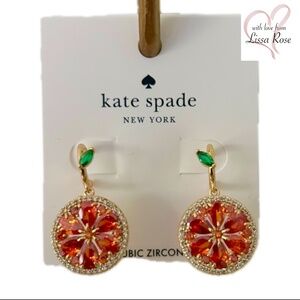 Sweet Citrus Orange Sparkle Cubic Zirconia Huggies Earrings (Kate Spade)